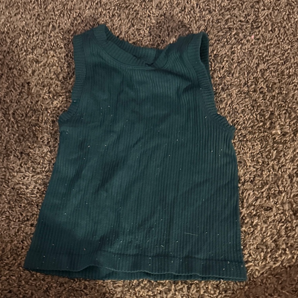 Aura Teal Ribbed Tank Top